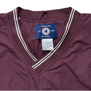Vintage Converse All Star‎ V Neck Windbreaker Pullover Jacket Maroon Large Y2K